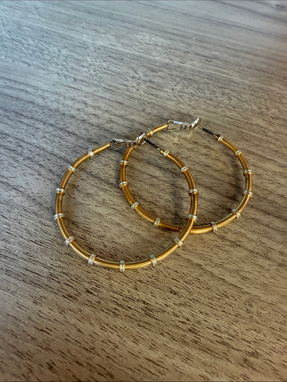 Gold-Tone Bamboo Hoop Earrings - Women's Fashion Jewelry